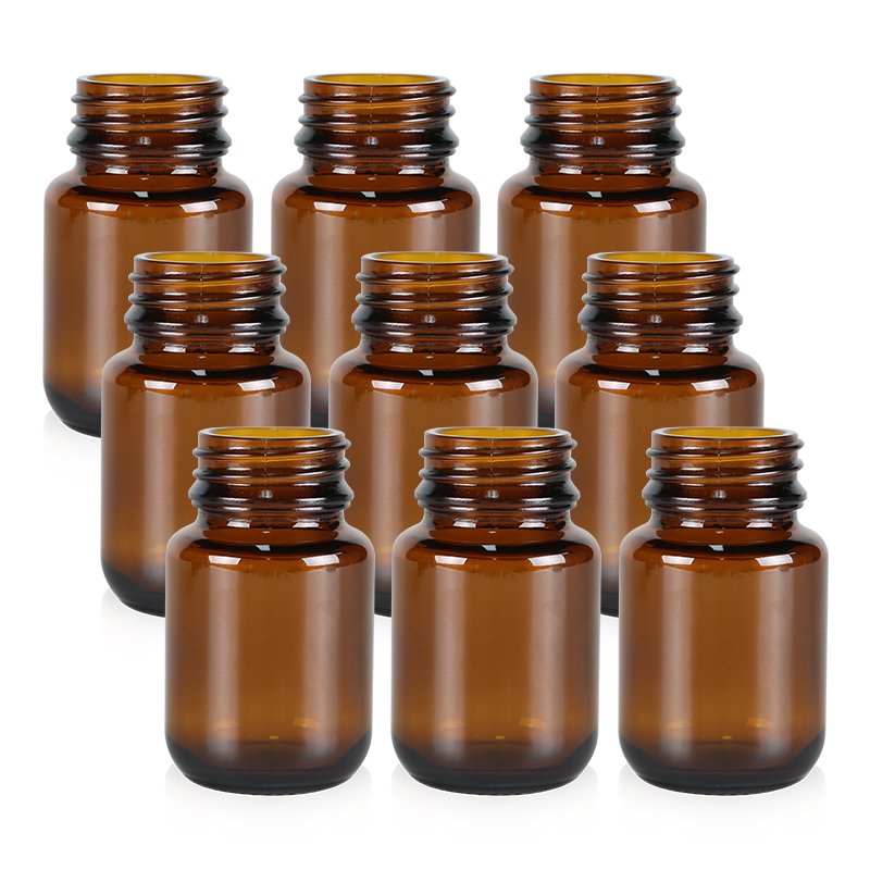 XWM Frosted Amber Brown Clear Boston Round Glass Bottles with Dropper