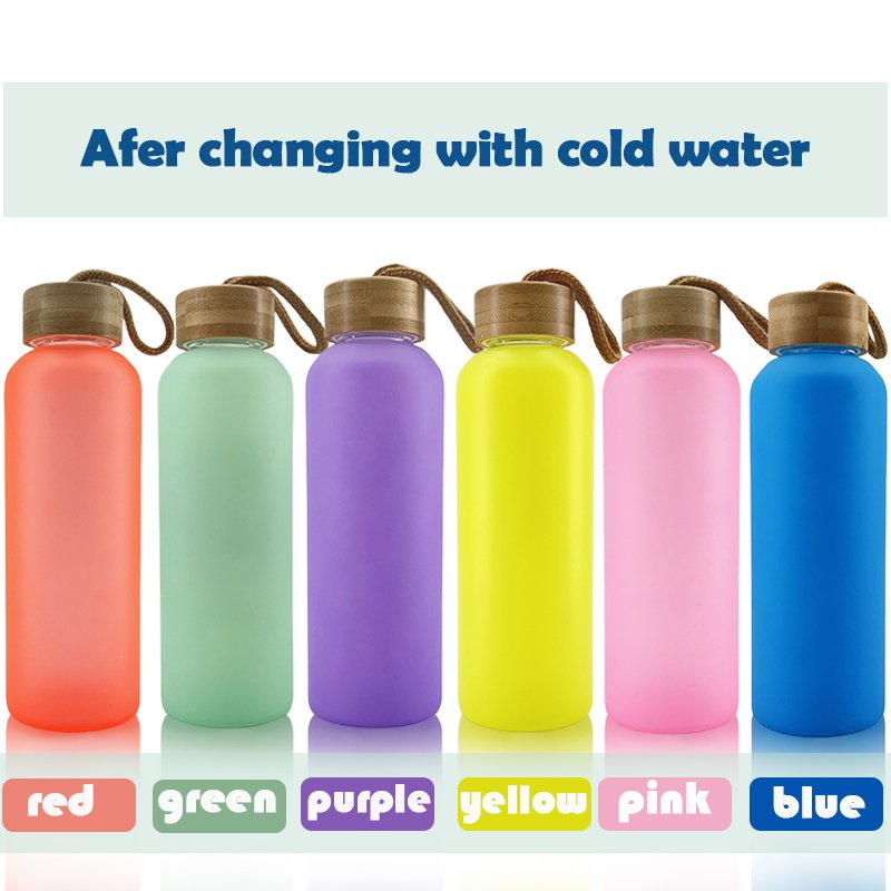 20oz frosted multi color sublimation blanks Borosilicate glass water bottle glass cups with rope bamboo lid