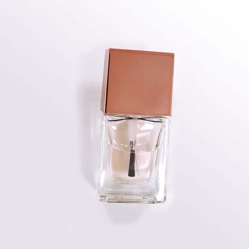 Factory Price clear square nail oil bottle empty nail polish glass bottle with brush gold cap