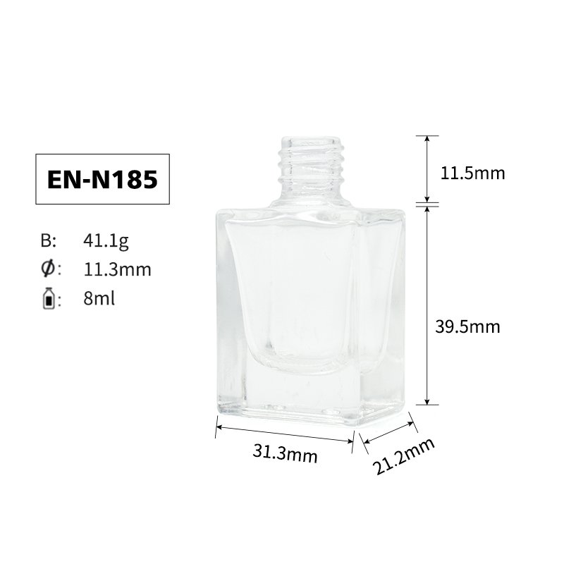Factory Price clear square nail oil bottle empty nail polish glass bottle with brush gold cap