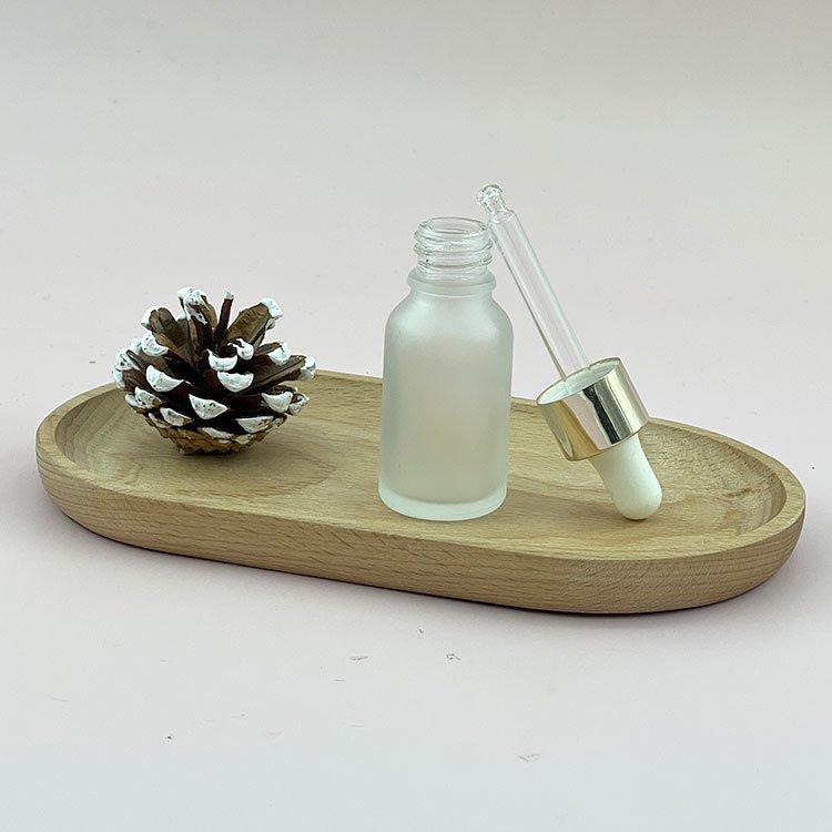 High quality 15ml frosted clear aluminium dropper oil glass bottle pipette cosmetic packaging glass essential oil bottle
