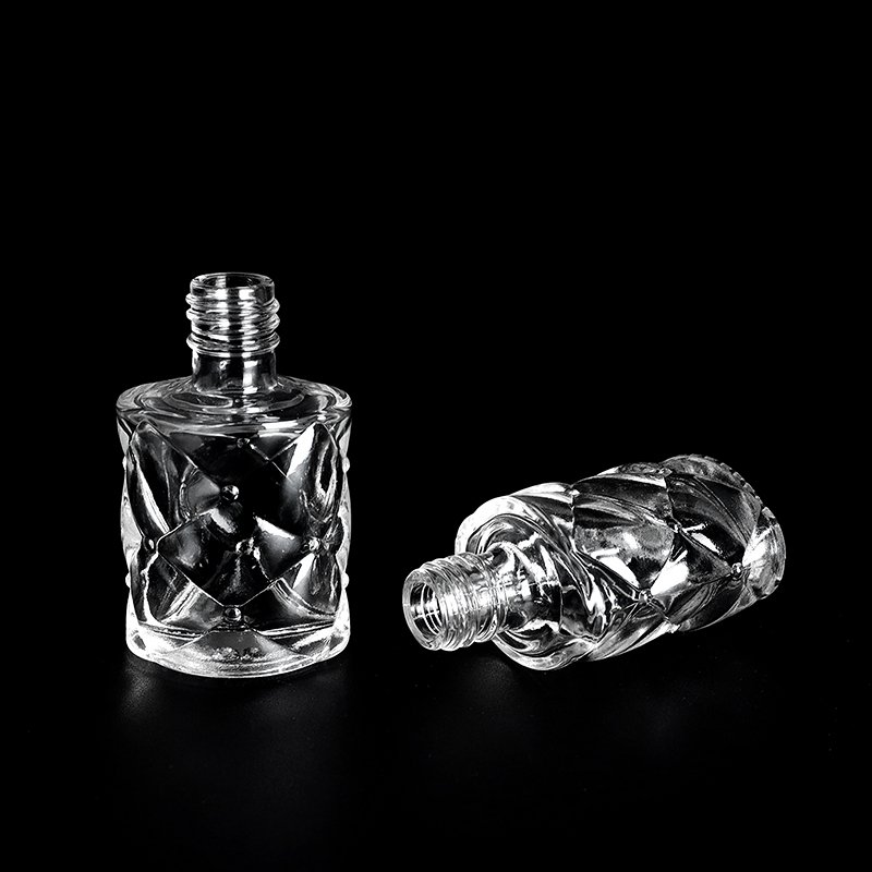 Square Round Thick Engrave Luxury Design 12ML Empty Transparent Custom Logo Nail Gel Polish Glass Bottle With Brush