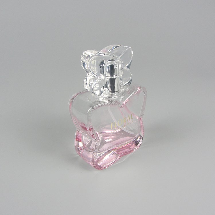 Made In China Butterfly Shaped Pink Perfume Bottle Cosmetic Lotion Glass Bottles 50ml