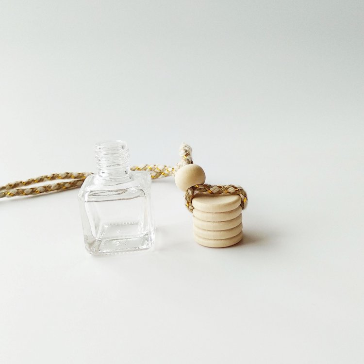 8ml Square Shape Glass Car Perfume Bottles Perfume Empty Hanging Car Diffuser Bottle
