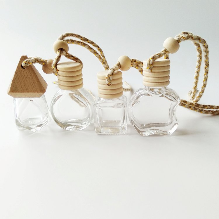 8ml Square Shape Glass Car Perfume Bottles Perfume Empty Hanging Car Diffuser Bottle