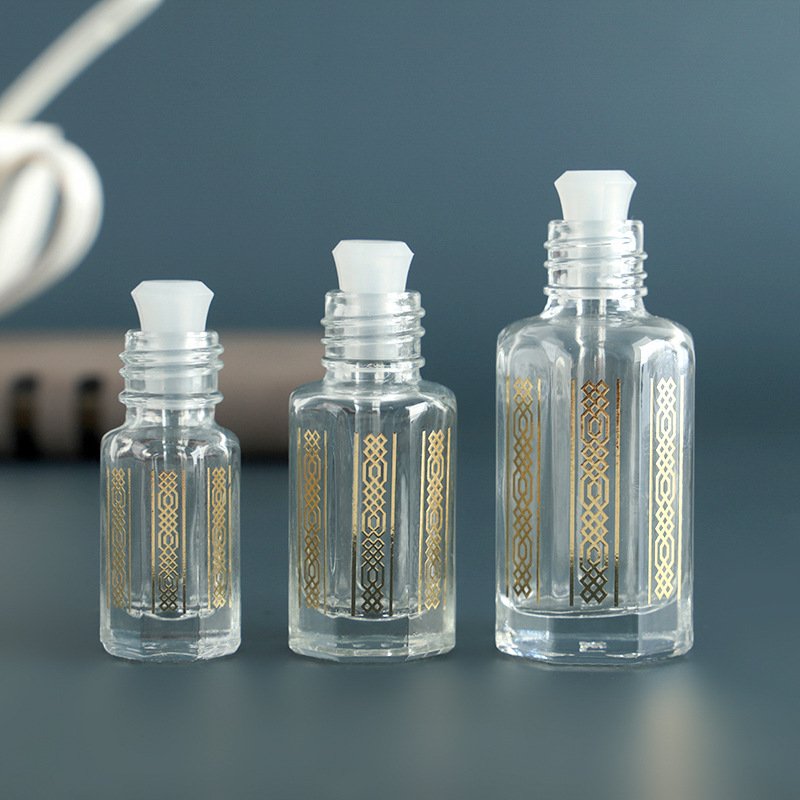 Custom gold design 3ml 6ml 12 ml empty glasses dropper bottle with gold lid