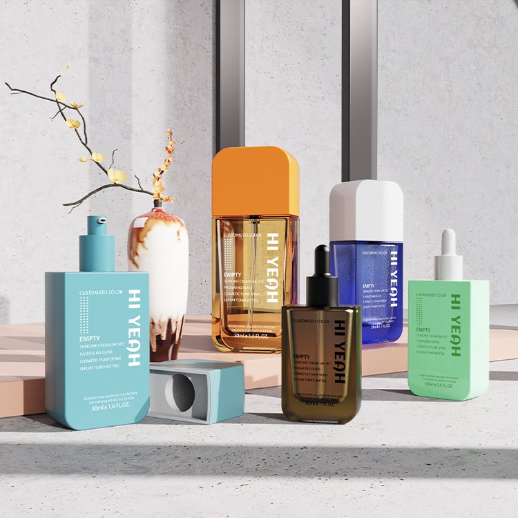 Thick Wall Clear 30ML 50ML Glass Dropper Bottle Heavy Bottom 1OZ Glass Cosmetic Toner Pump Serum Bottle For Skincare