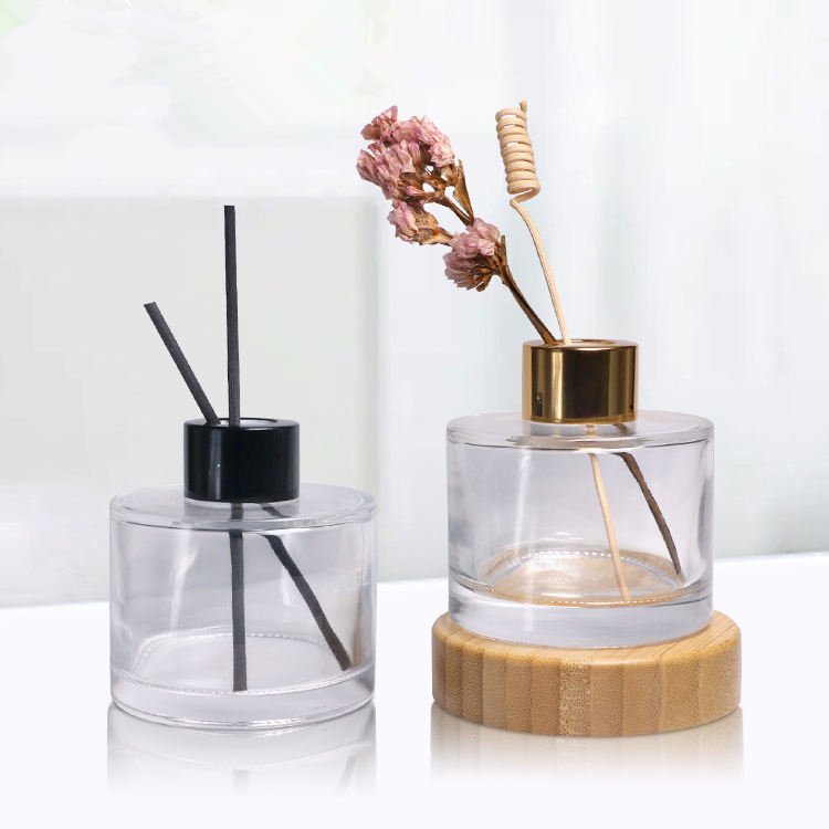 50ml 100ml 200ml clear glass reed diffuser bottle aroma fragrance perfume oil packaging round square glass bottles ready to ship