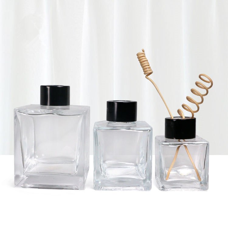 50ml 100ml 200ml clear glass reed diffuser bottle aroma fragrance perfume oil packaging round square glass bottles ready to ship