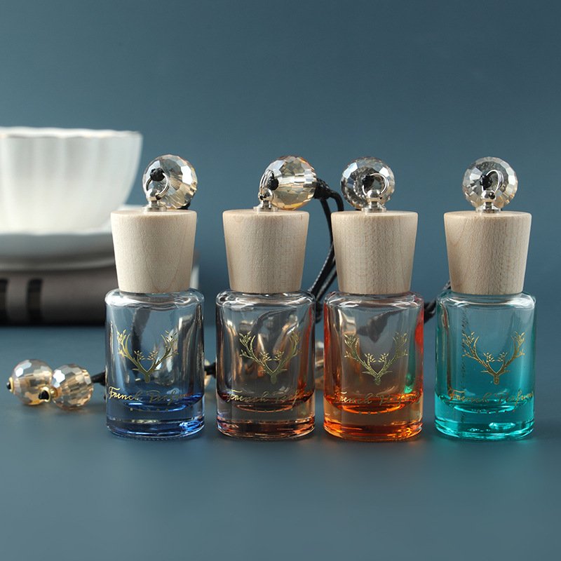 Customized L12mL Car Essential Oil Ornaments Empty Bottle Bronzing Semi-permeable Perfume Sub-packing Spray Glass Bottle