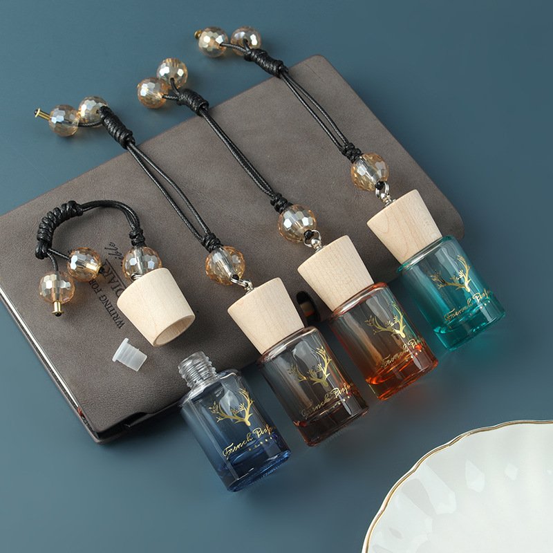 Customized L12mL Car Essential Oil Ornaments Empty Bottle Bronzing Semi-permeable Perfume Sub-packing Spray Glass Bottle