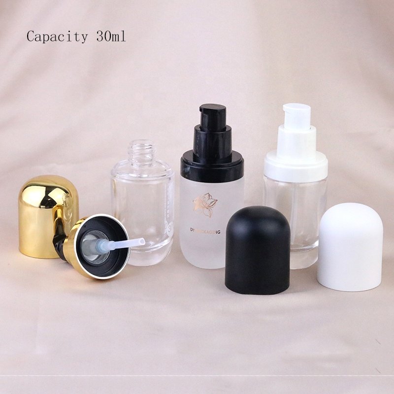 Wholesale 30ml Empty Container Capsule Serum Pump Flat Shoulder Foundation Pump Glass Bottle (GLC09)