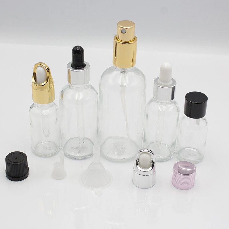 cosmetic glass bottle Colorful Customized Empty 50ml Cosmetic Oil Glass Bottle with Screw Cap Dropper for Skin Care Packaging