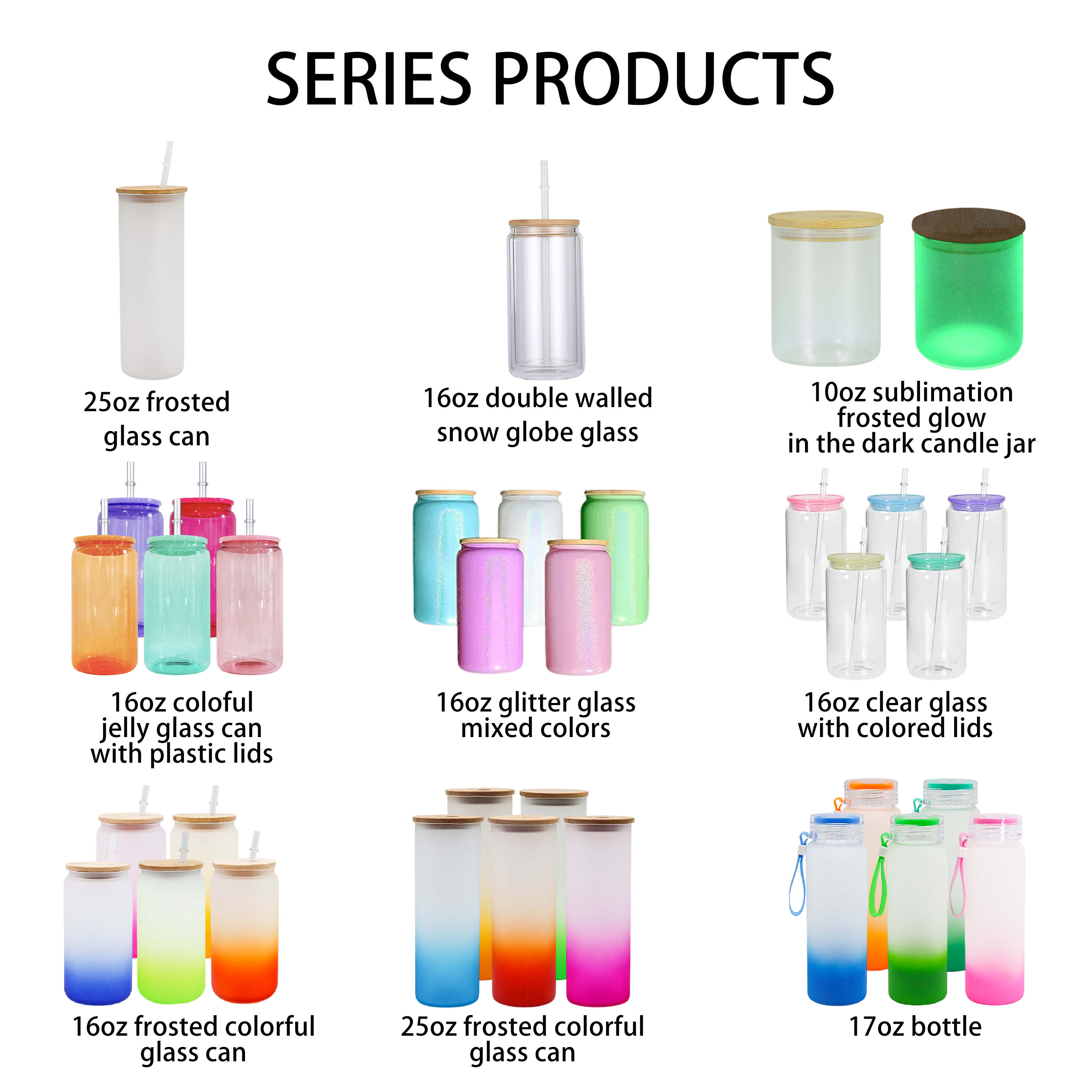 Sublimation Blanks 16oz Drinking Libbey Clear Frosted Glass Bottles Beer Can Glass Cup Tumbler with Bamboo Lid and Straw