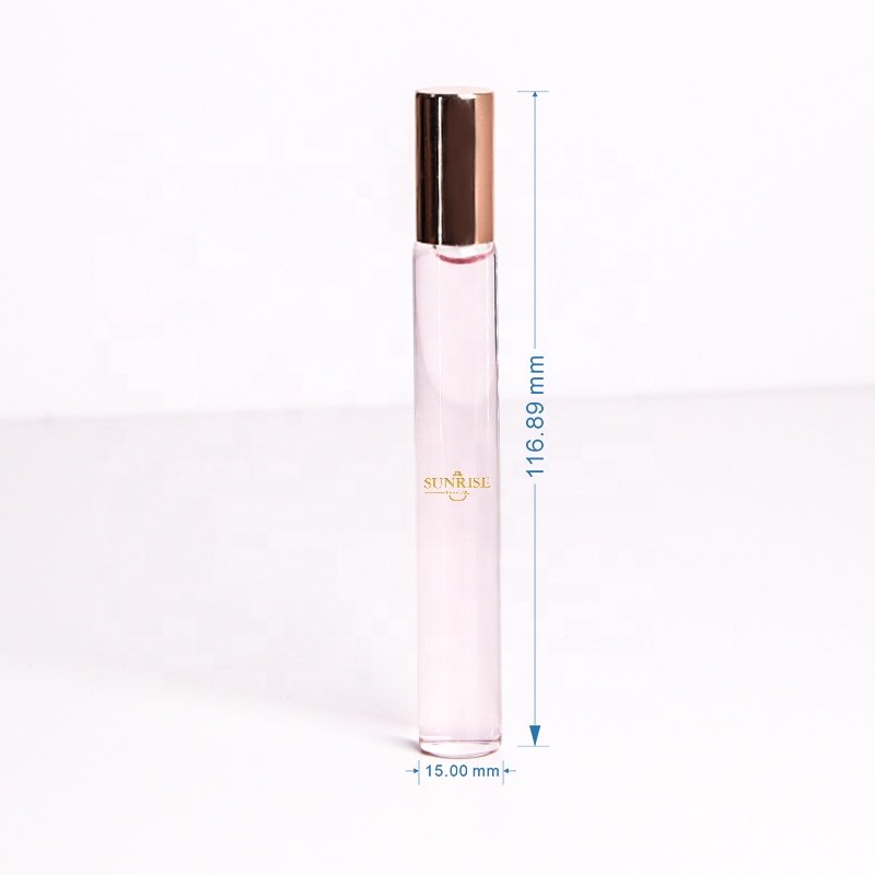 In stock Aluminum rose gold cap Perfume oil 10ml 12ml roll on glass bottle with roller ball bottle