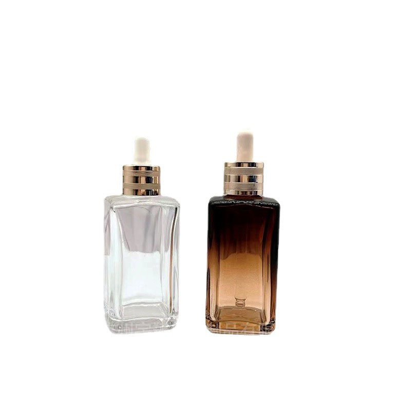 Luxury 20ml 30ml 40ml 50ml 75ml 100ml Square Amber Gradient Essential Hair Oil Glass Dropper Bottle
