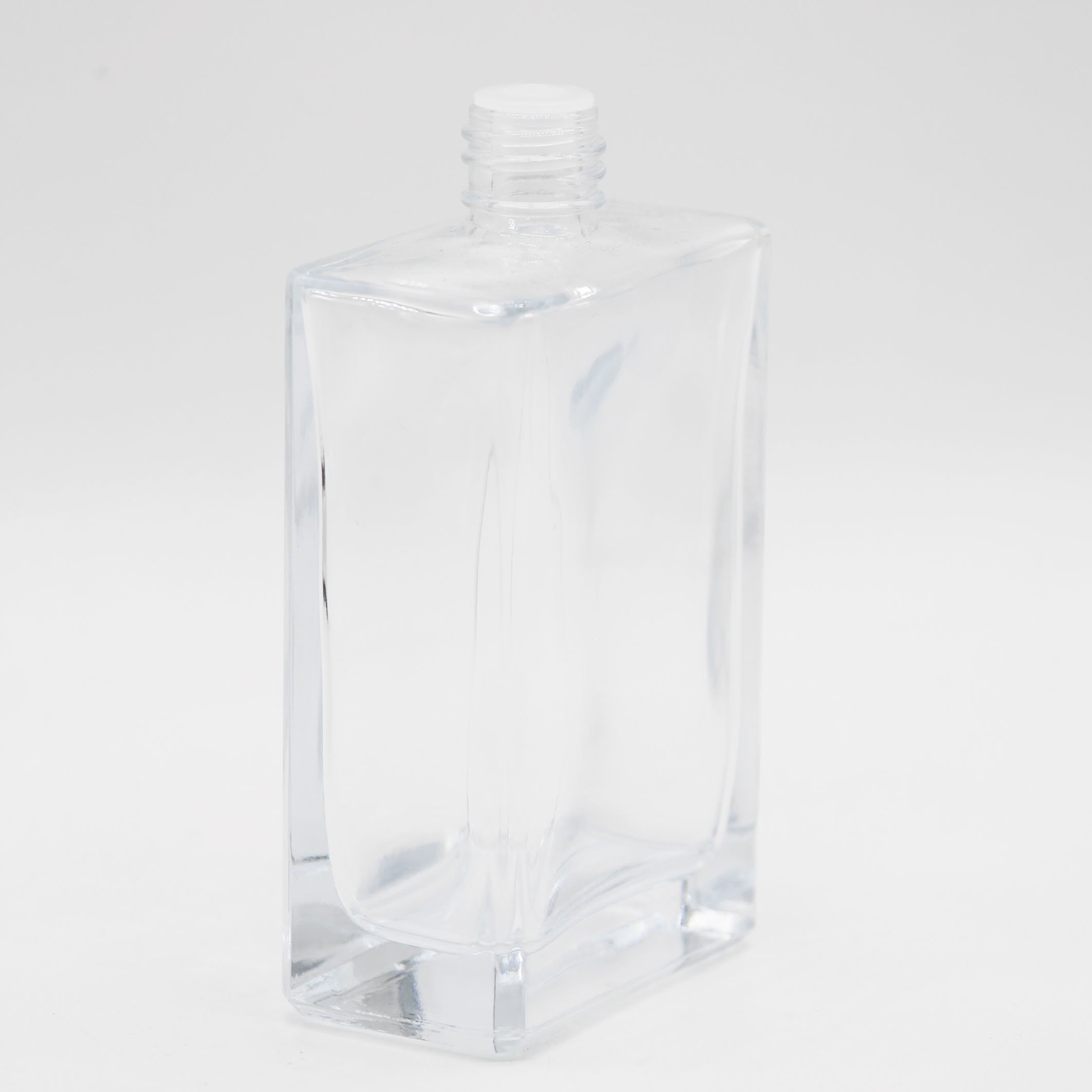 Hot sale 10ml 15ml 20ml 30ml 50ml luxury square glass transparent perfume bottle with pump cap screw cap