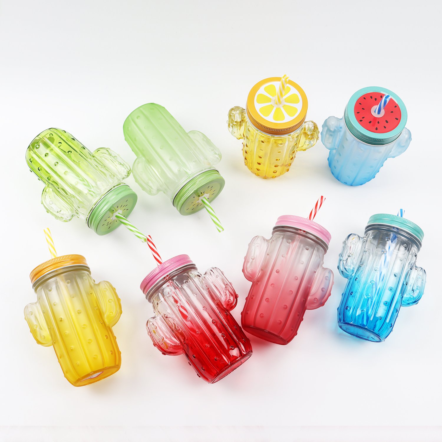 16 oz bamboo jar candle kid diffuser color drinking water tea iced coffee glass bottles with lid and straw