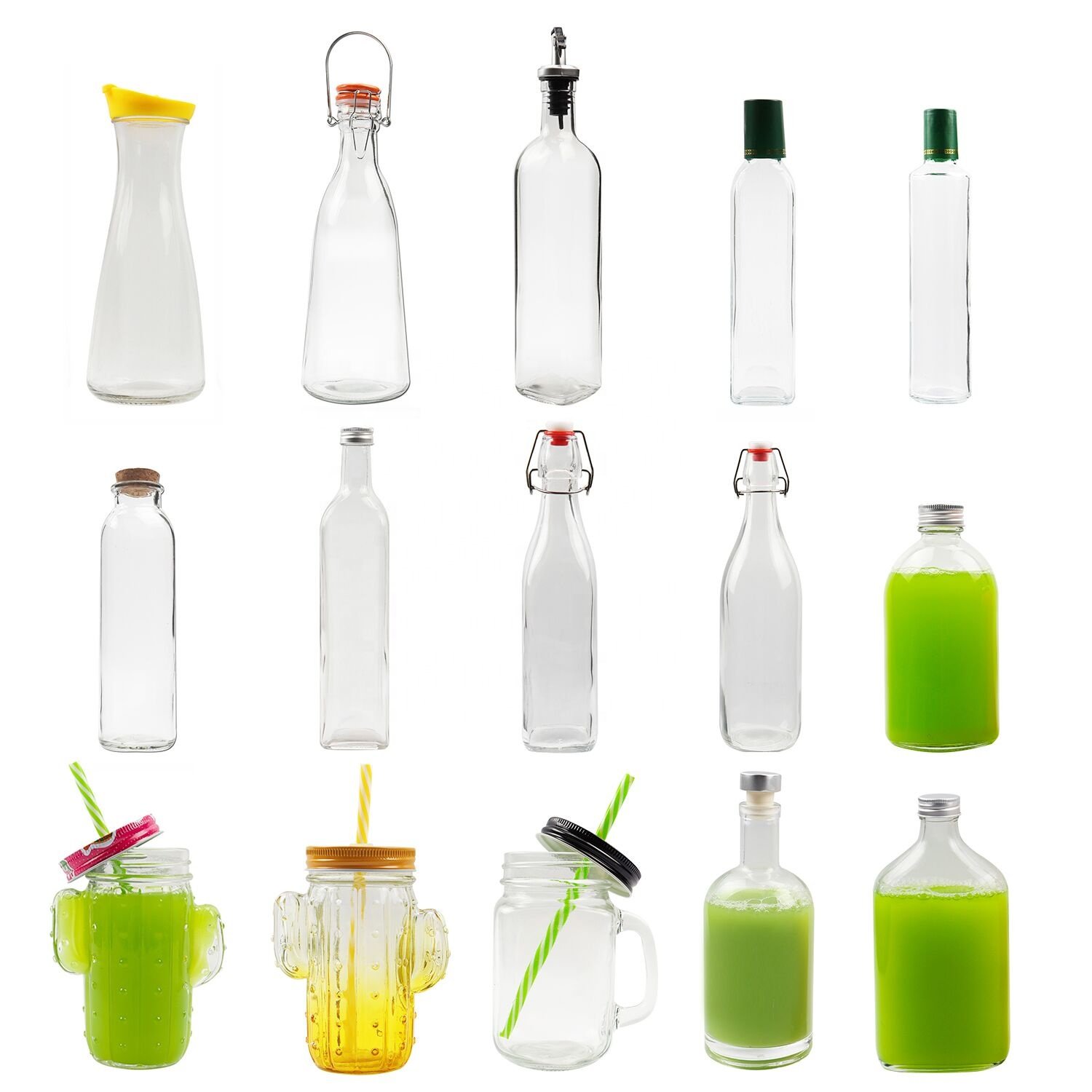 16 oz bamboo jar candle kid diffuser color drinking water tea iced coffee glass bottles with lid and straw
