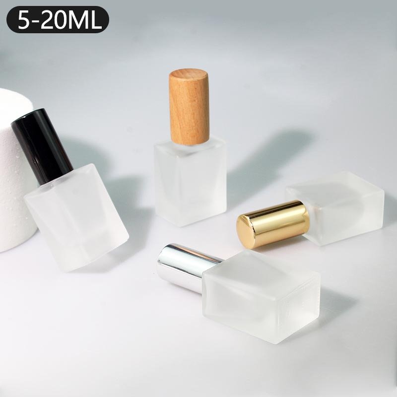 5ml 10ml 15ml 20ml empty white frost square rectangle glass perfume spray bottle with mist gold sprayer cap
