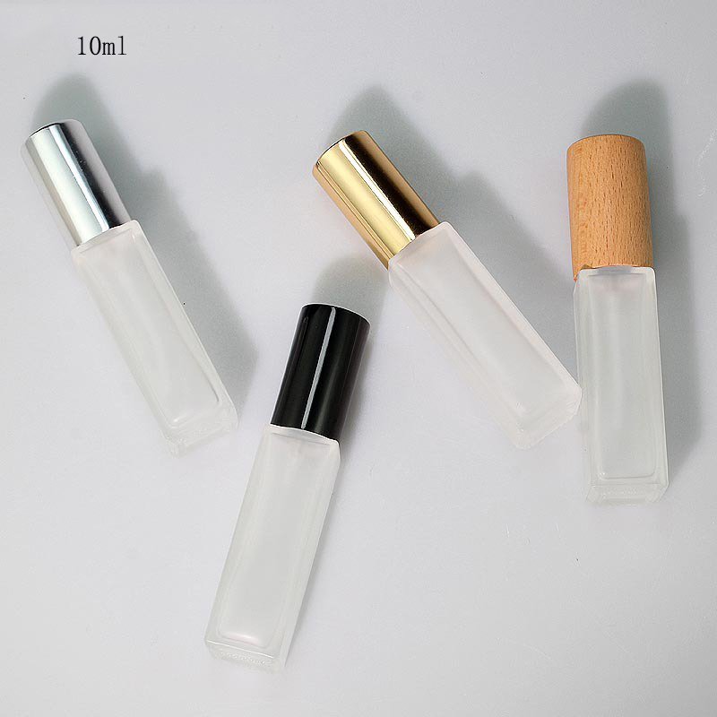 5ml 10ml 15ml 20ml empty white frost square rectangle glass perfume spray bottle with mist gold sprayer cap