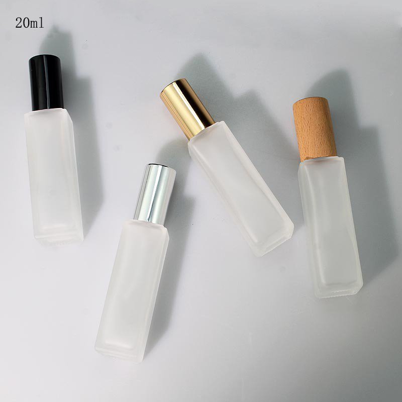 5ml 10ml 15ml 20ml empty white frost square rectangle glass perfume spray bottle with mist gold sprayer cap
