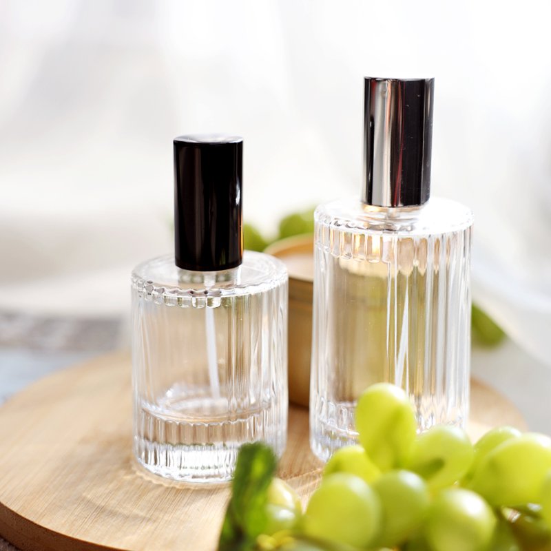 Glass Perfume Bottles with Embossed -Transparent features a vintage inspiration in the design