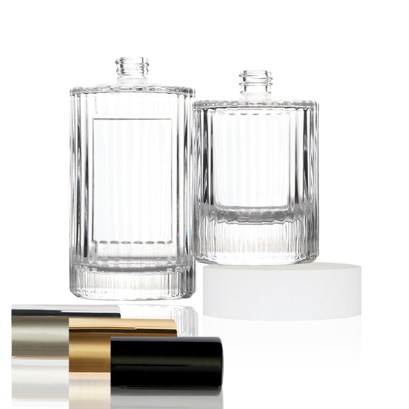 Glass Perfume Bottles with Embossed -Transparent features a vintage inspiration in the design