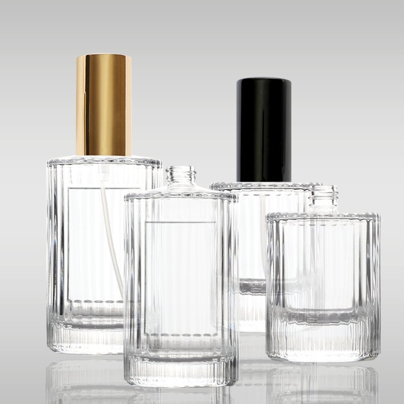 Glass Perfume Bottles with Embossed -Transparent features a vintage inspiration in the design