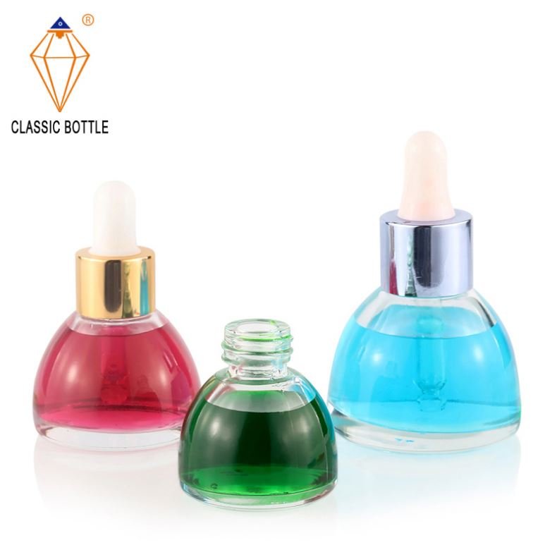 Exquisite appearance thick bottom semicircle 15ml 20ml 30ml white dropper essence glass bottle
