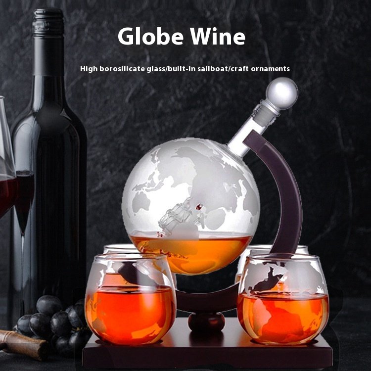 whisky decanter globe Whiskey Decanter set with wooden tray glass bottles