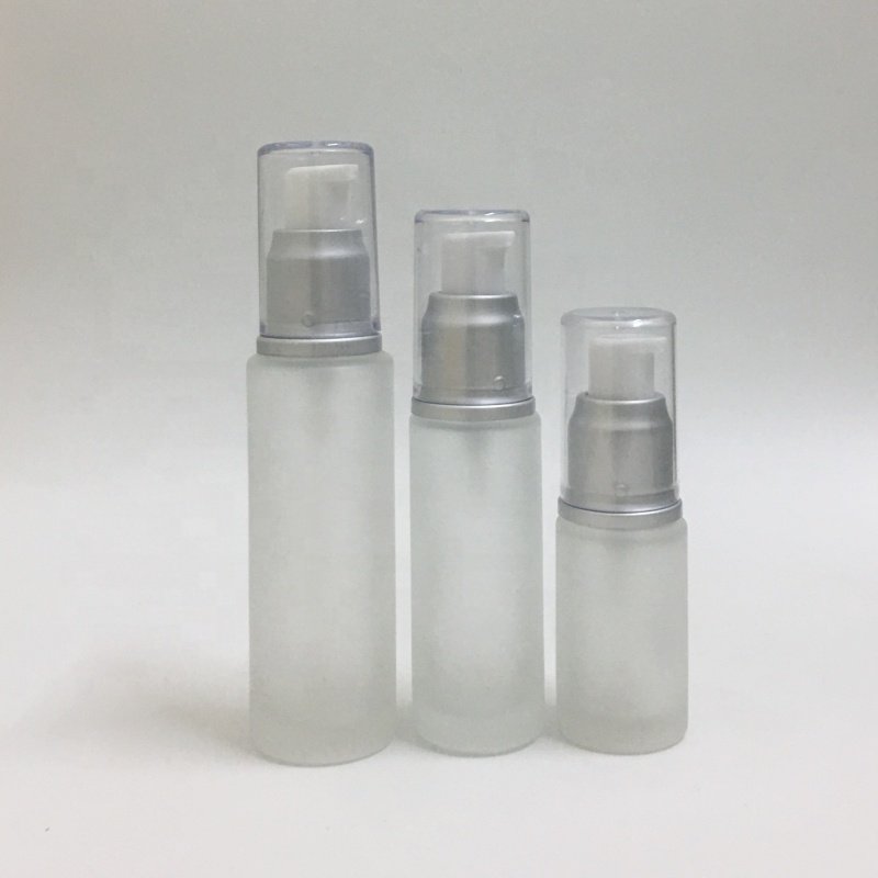 50ml 30ml 20ml glass pump bottles for skincare bottle serum glass bottle with gold or silver pump