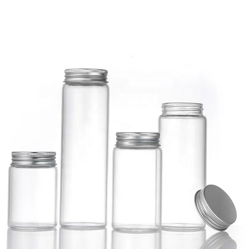 mini 10ml glass vials 30mm Laboratory flat bottom borosilicate glass test tube clear glass bottles with aluminum screw cap