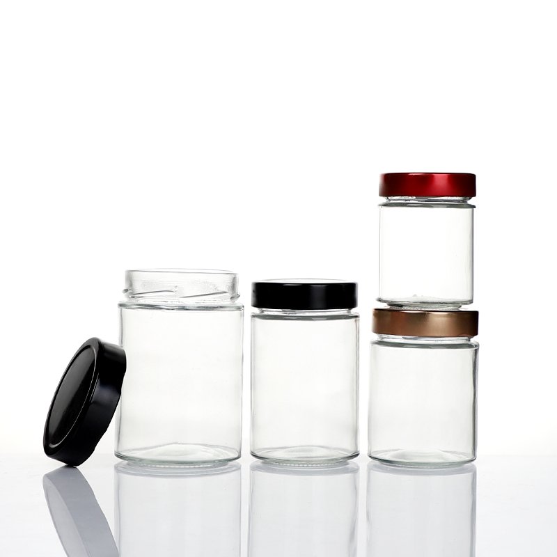 Hot Sale 250ML 350ML 500ML Round Glass Bottles Food Canning Glass Jar with Lids Mason Glass Canning Jar With Silver Lids