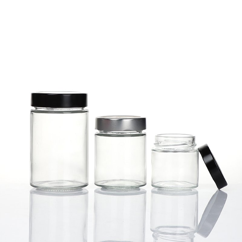 Hot Sale 250ML 350ML 500ML Round Glass Bottles Food Canning Glass Jar with Lids Mason Glass Canning Jar With Silver Lids