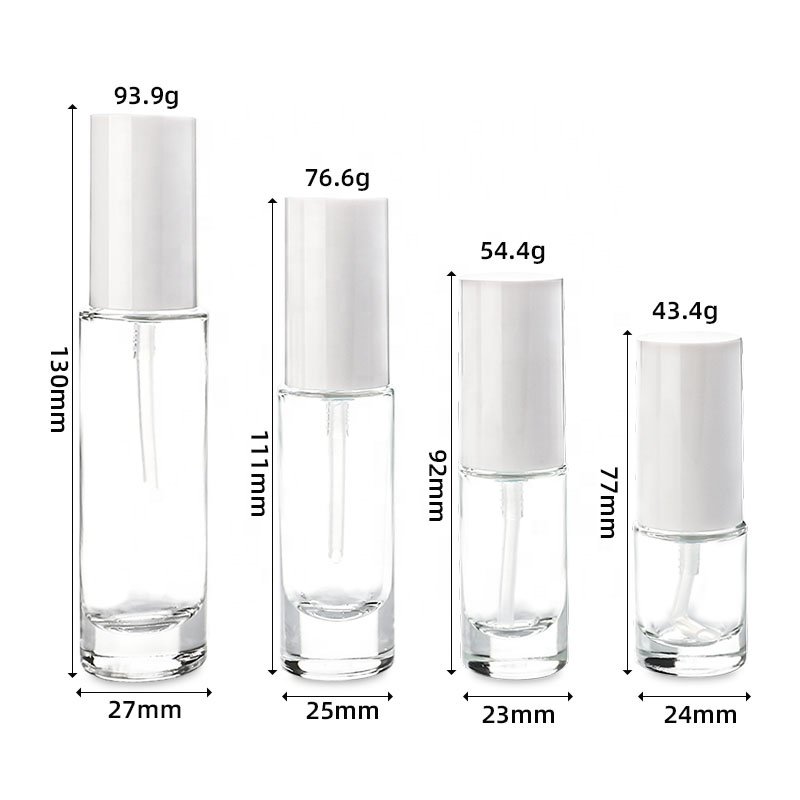 Oem Cosmetic Skin care Packaging 5ml 15ml 20ml 30ml Foundation Lotion Serum Hair Oil Essential oil Glass Bottles with White Pump