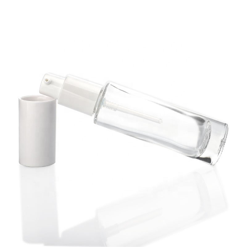 Oem Cosmetic Skin care Packaging 5ml 15ml 20ml 30ml Foundation Lotion Serum Hair Oil Essential oil Glass Bottles with White Pump