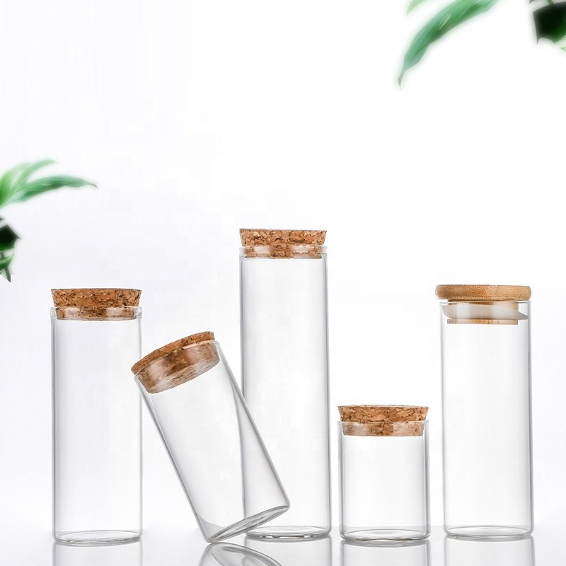 47MM Diameter Cork Glass Vials Transparent Glass Bottle Tube with Corks Empty for Tea Gift Bottle