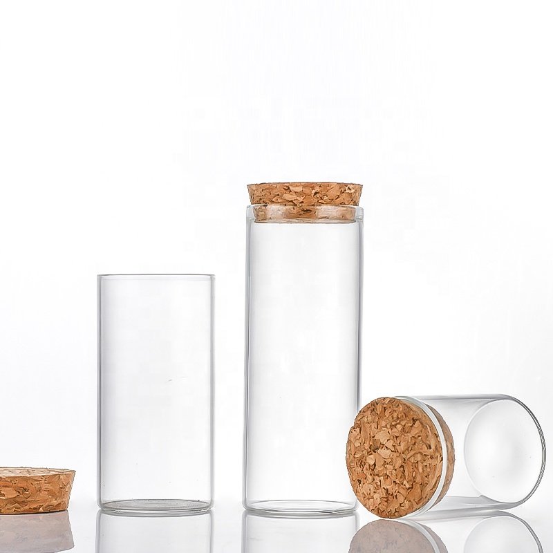47MM Diameter Cork Glass Vials Transparent Glass Bottle Tube with Corks Empty for Tea Gift Bottle