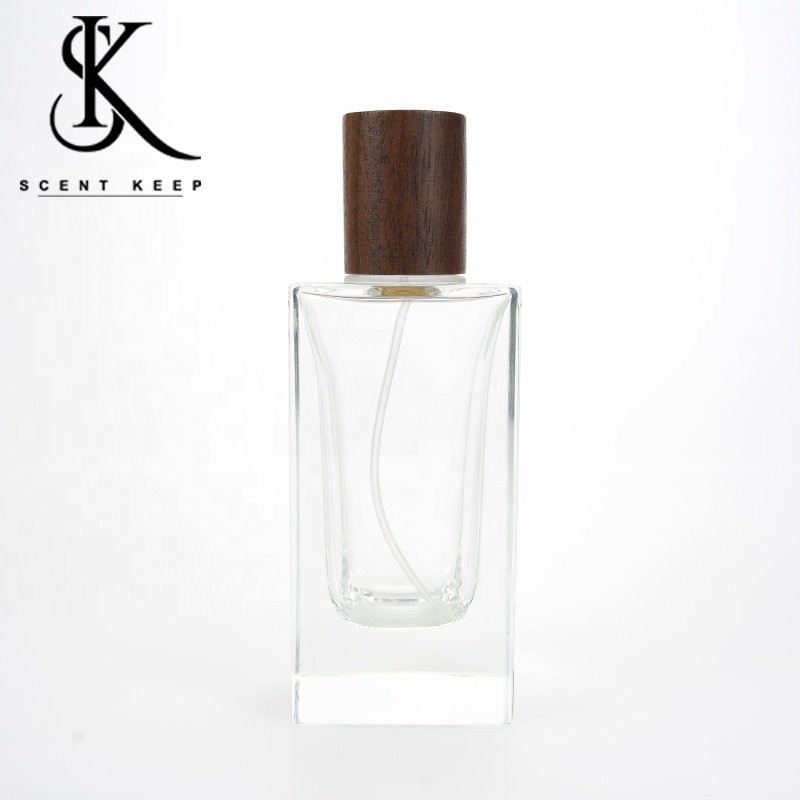 Popular Empty Bottles 30ml 50ml Luxury Black Glass Perfume Spray Bottles With Wooden Cap perfume spray bottle