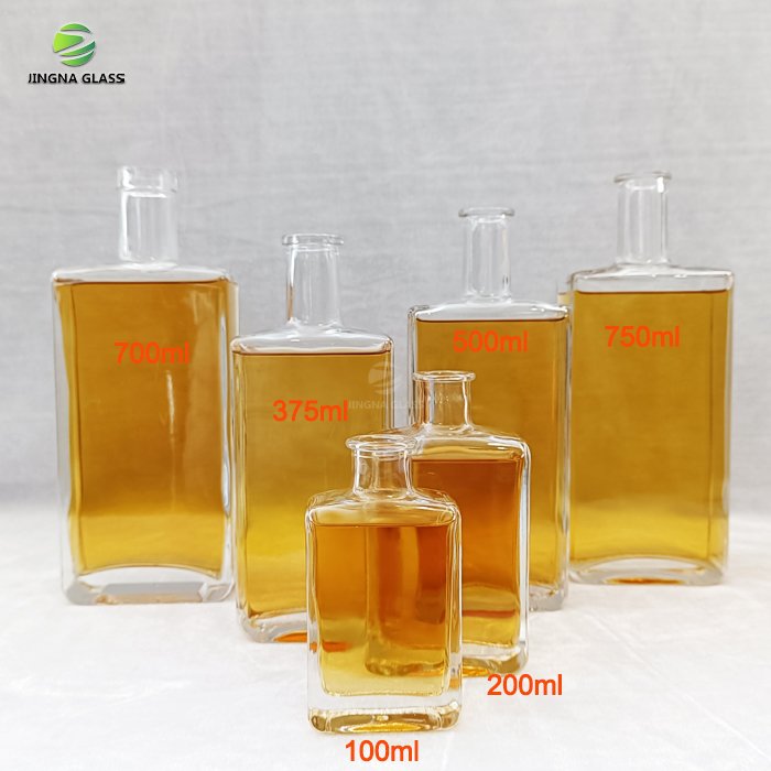 Premium custom design China factory wholesale square 500ml 700ml 1 liter tequila vodka whisky gin glass bottle