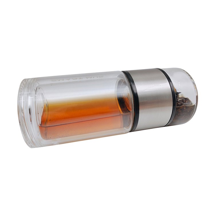 750Ml Trinkflasche Double Wall Glass Water Bottle With Tea Infuser