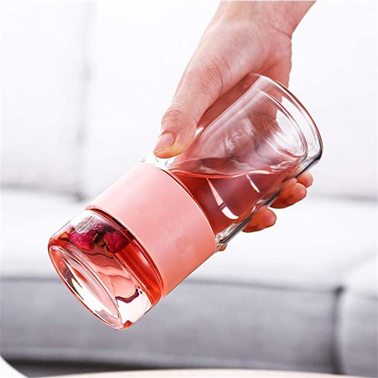 750Ml Trinkflasche Double Wall Glass Water Bottle With Tea Infuser