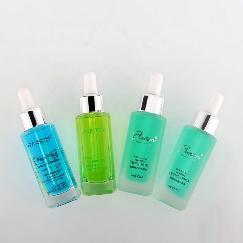 China Wholesale Custom Made Cosmetic Packaging Skin Care Serum Glass Bottle Dropper 30Ml