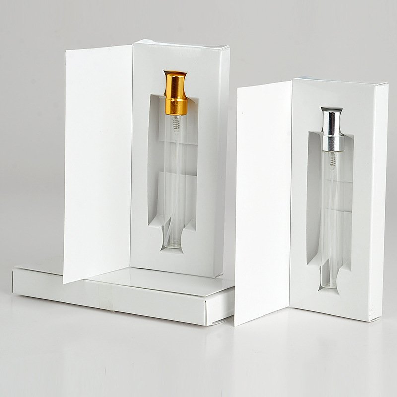 Factory Price Individual Box Package Round 5ml Golden Cap Perfume Sample Clear Sprayer Glass Bottle