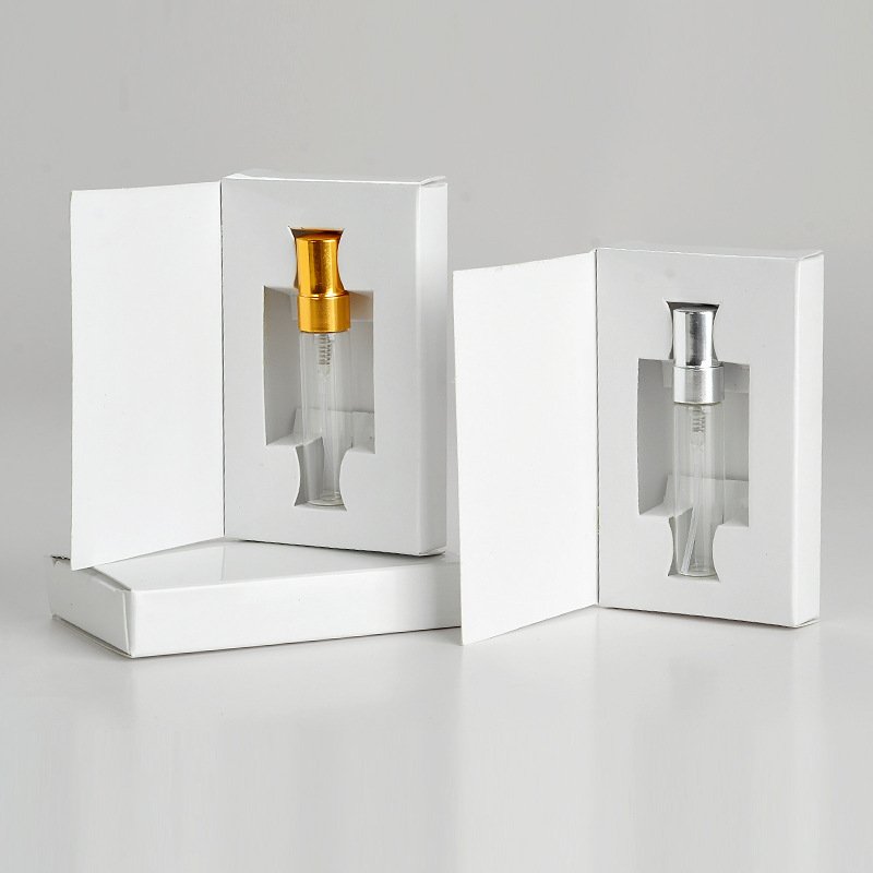 Factory Price Individual Box Package Round 5ml Golden Cap Perfume Sample Clear Sprayer Glass Bottle