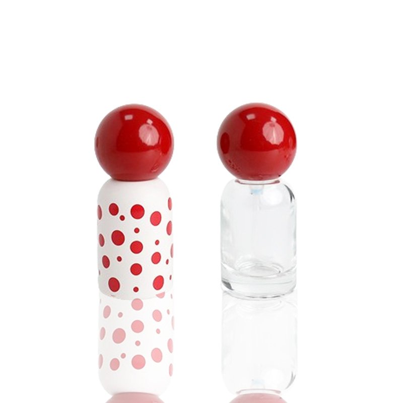 Customizable 30ml thick bottomed glass emulsion bottle with round cap pump head press bottle