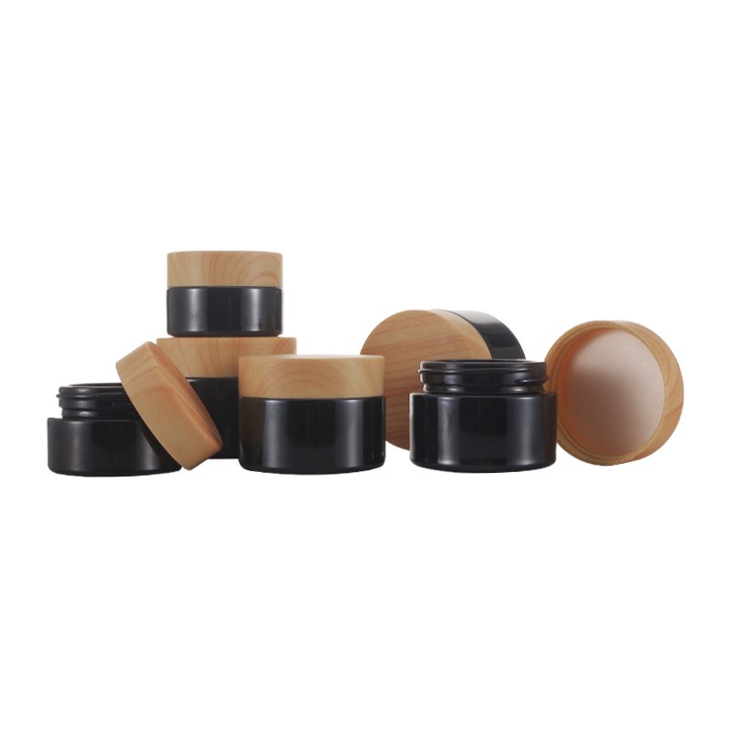 5ml 10ml 15ml 30ml 50ml 100ml Frosted Glass Bottles Wholesale Cream Cosmetic jars with Bamboo Lid for Cosmetic Packaging