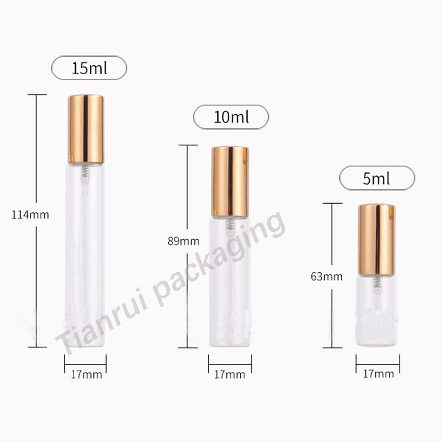 Wholesale Clear Round Shape 5ml 10ml 15ml Mini Perfume Slim Bottles Empty Glass Perfume Spray Bottle