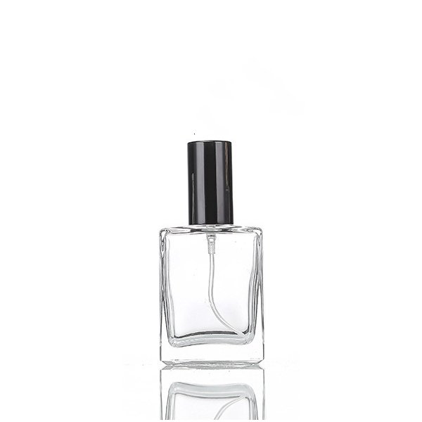 Homay luxury empty 30ml/50ml/100ml flat clear rectangle perfume glass bottle